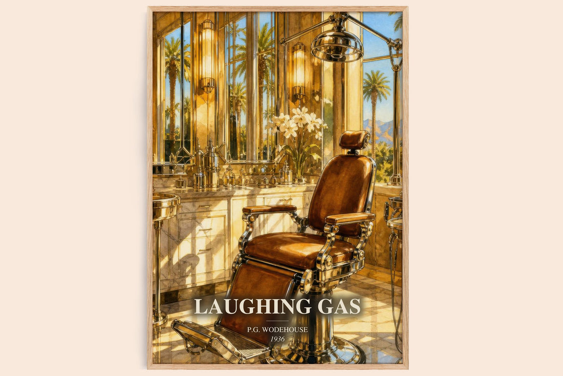 Laughing Gas watercolour book poster by P.G. Wodehouse – framed literary art print