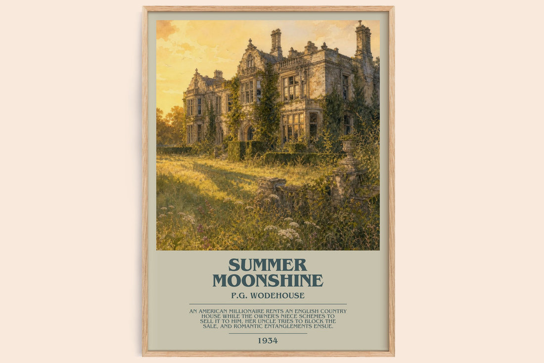 Summer Moonshine bookish book poster by P.G. Wodehouse – framed literary art print