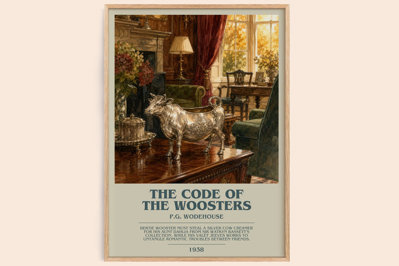 The Code of the Woosters bookish book poster by P.G. Wodehouse – framed literary art print