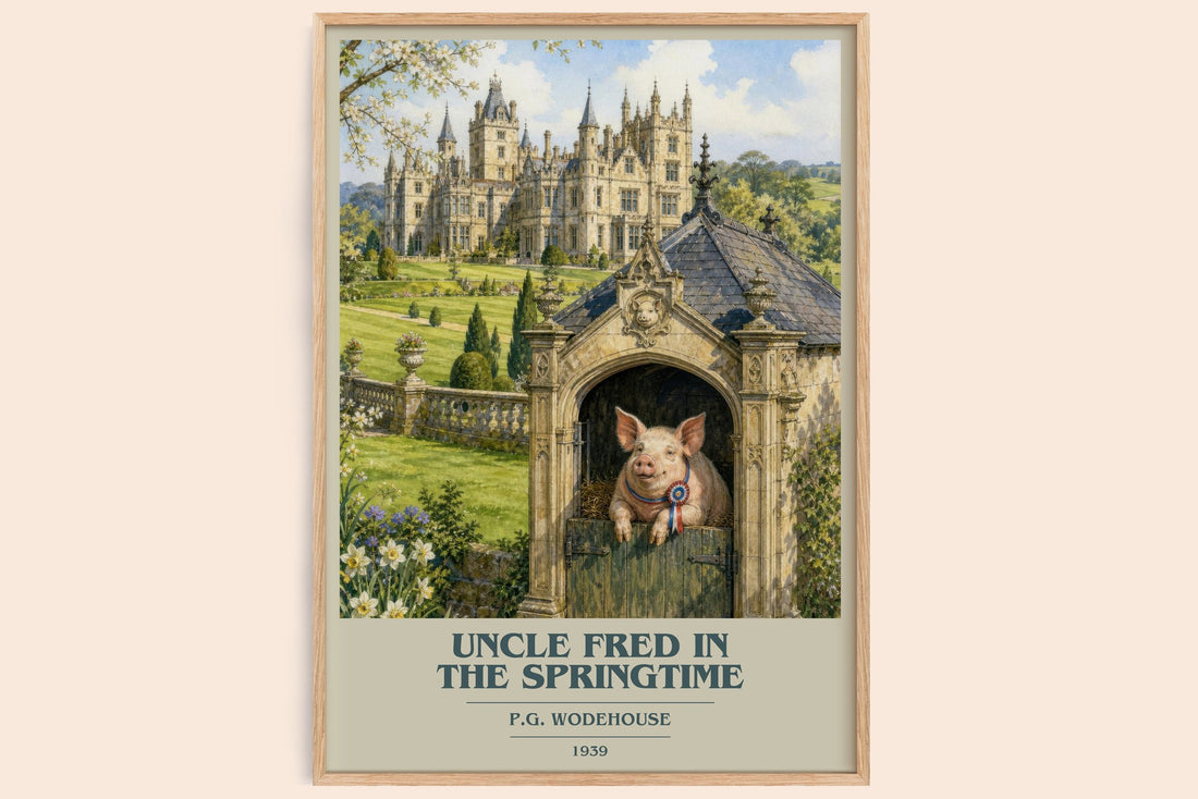 Uncle Fred in the Springtime book cover book poster by P.G. Wodehouse – framed literary art print