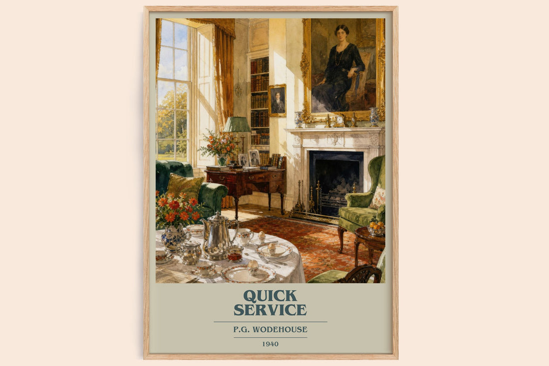Quick Service book cover book poster by P.G. Wodehouse – framed literary art print