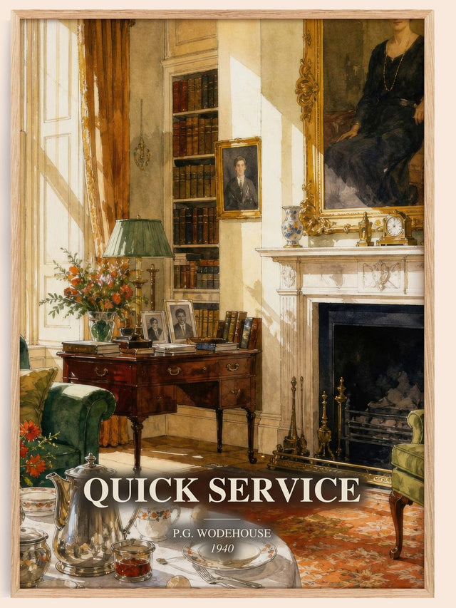 Quick Service Book Watercolour Illustration by P.G. Wodehouse