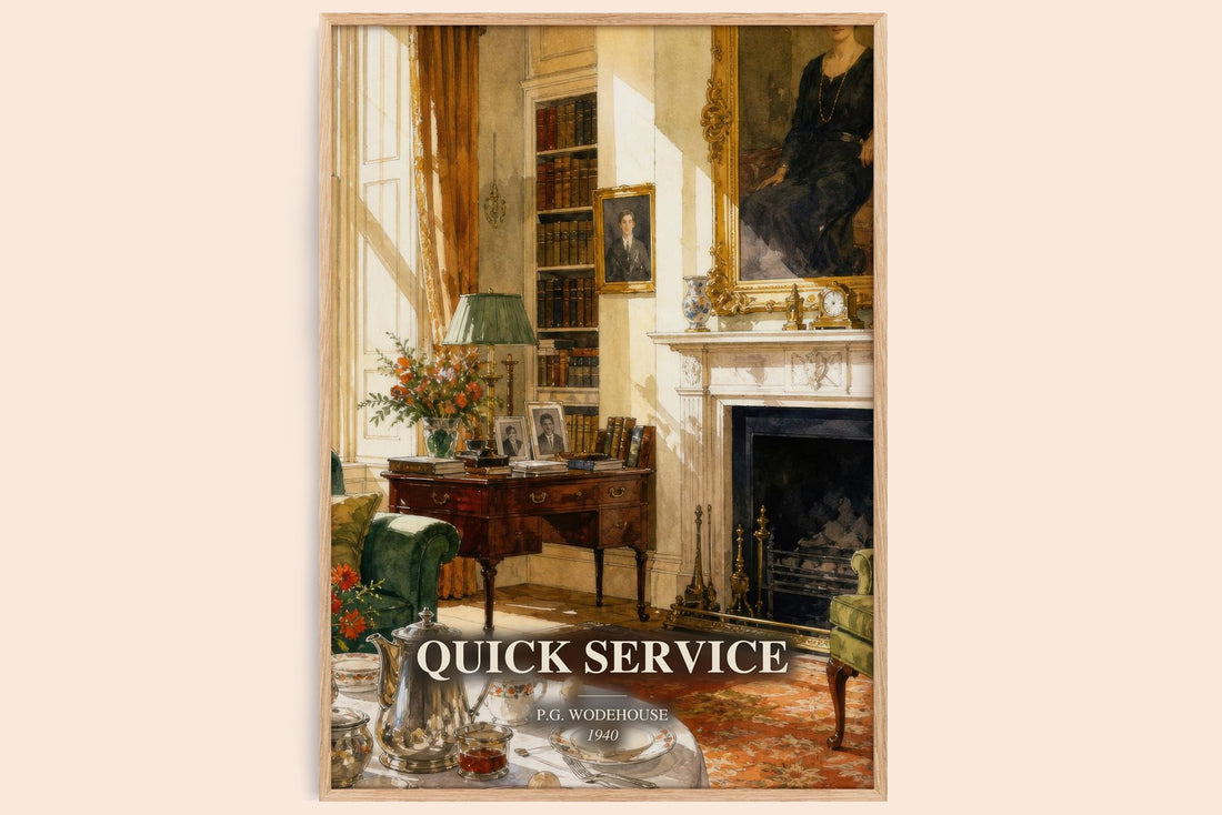 Quick Service watercolour book poster by P.G. Wodehouse – framed literary art print
