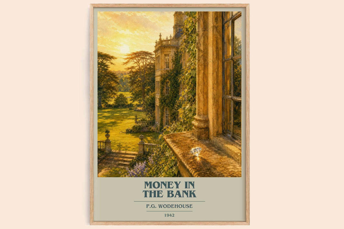 Money in the Bank book cover book poster by P.G. Wodehouse – framed literary art print