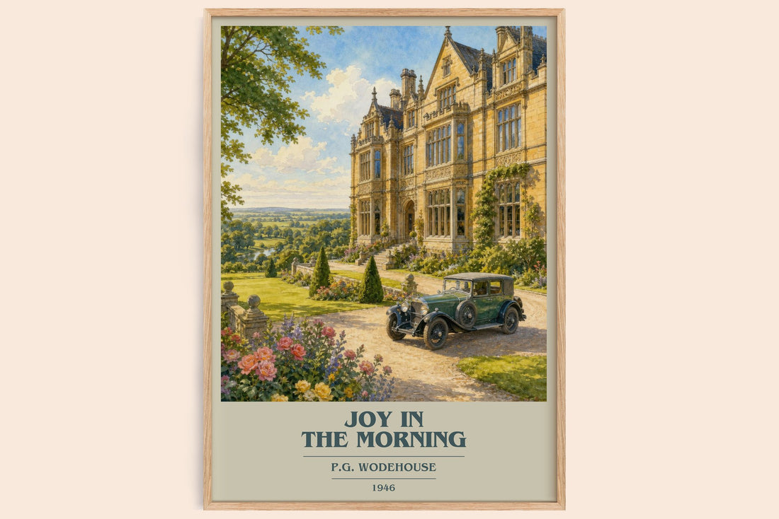 Joy in the Morning book cover book poster by P.G. Wodehouse – framed literary art print