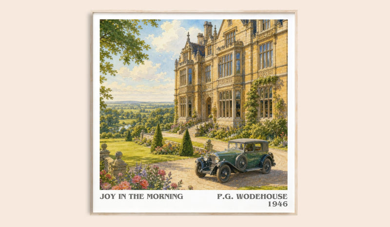 Joy in the Morning literary book poster by P.G. Wodehouse – framed literary art print