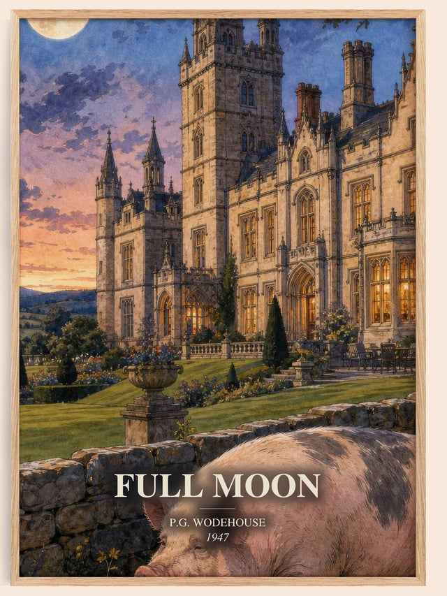 Full Moon Book Watercolour Illustration by P.G. Wodehouse