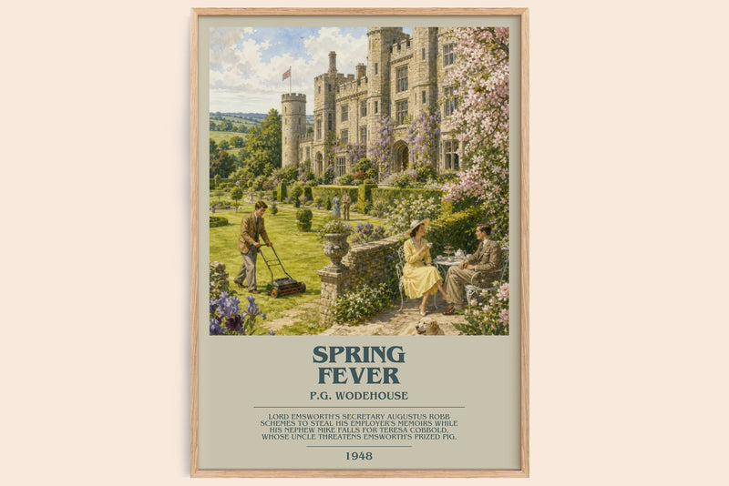 Spring Fever bookish book poster by P.G. Wodehouse – framed literary art print
