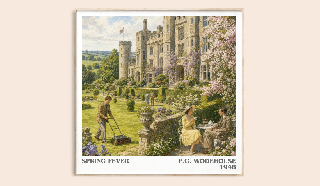 Spring Fever literary book poster by P.G. Wodehouse – framed literary art print