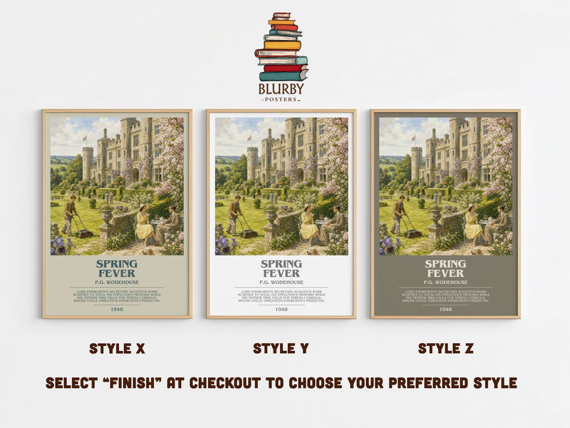 Spring Fever bookish print in frame leaning in hallway – satire wall art