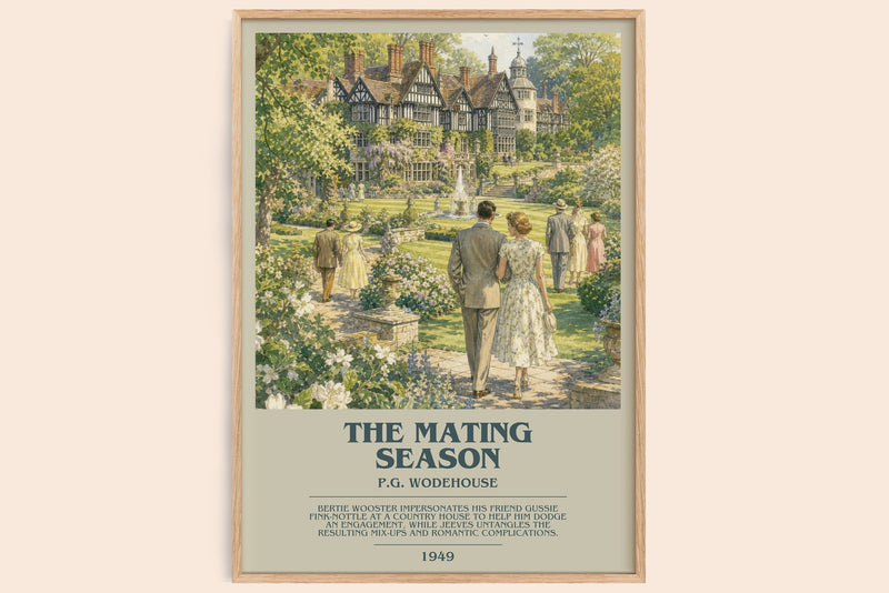 The Mating Season bookish book poster by P.G. Wodehouse – framed literary art print