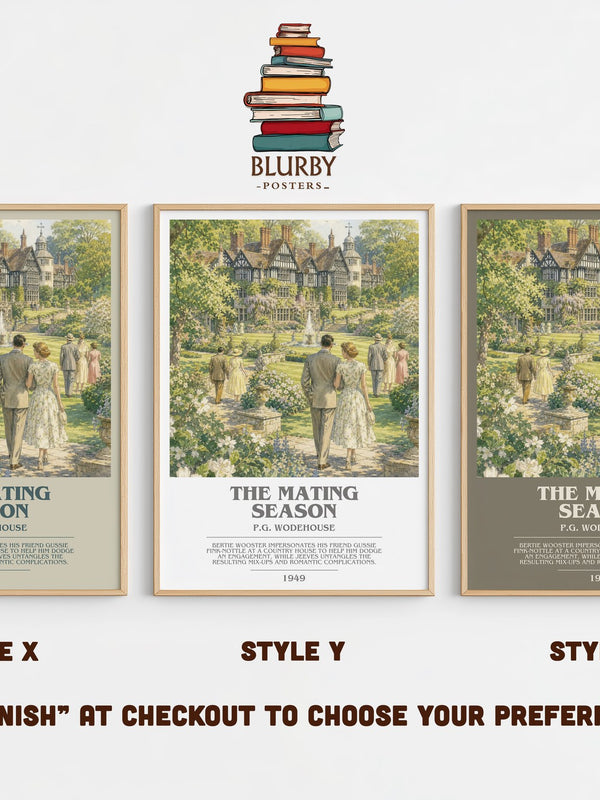 The Mating Season bookish print in frame leaning in hallway – satire wall art