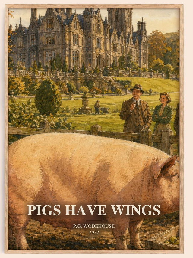 Pigs Have Wings Book Watercolour Illustration by P.G. Wodehouse