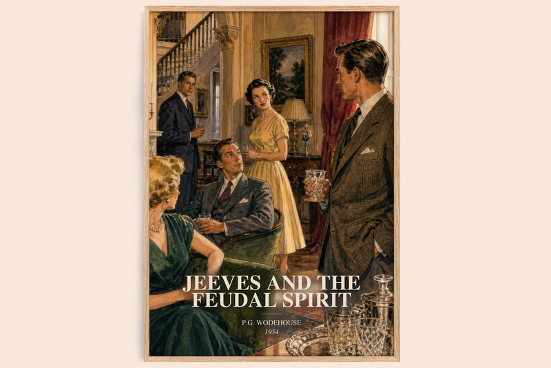 Jeeves and the Feudal Spirit watercolour book poster by P.G. Wodehouse – framed literary art print