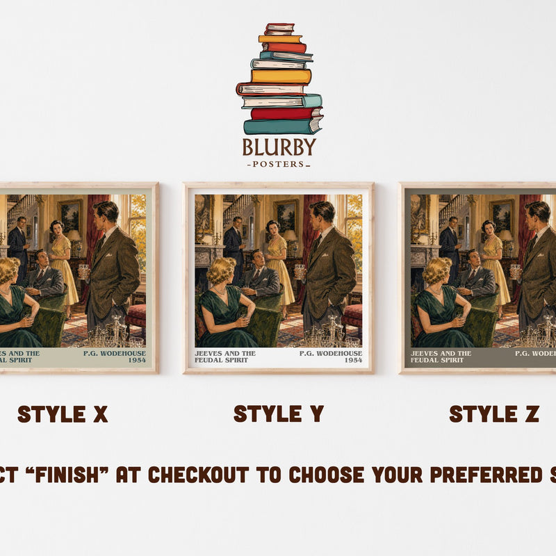 Jeeves and the Feudal Spirit literary print in frame leaning in hallway – satire wall art