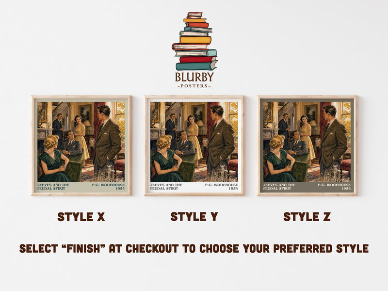 Jeeves and the Feudal Spirit literary print in frame leaning in hallway – satire wall art