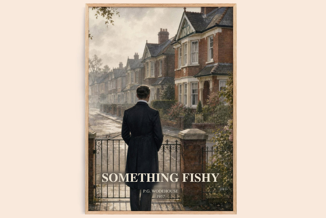 Something Fishy watercolour book poster by P.G. Wodehouse – framed literary art print