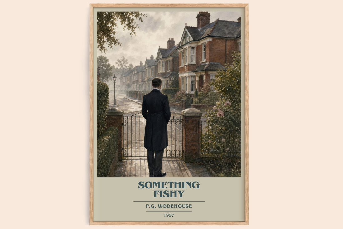 Something Fishy book cover book poster by P.G. Wodehouse – framed literary art print