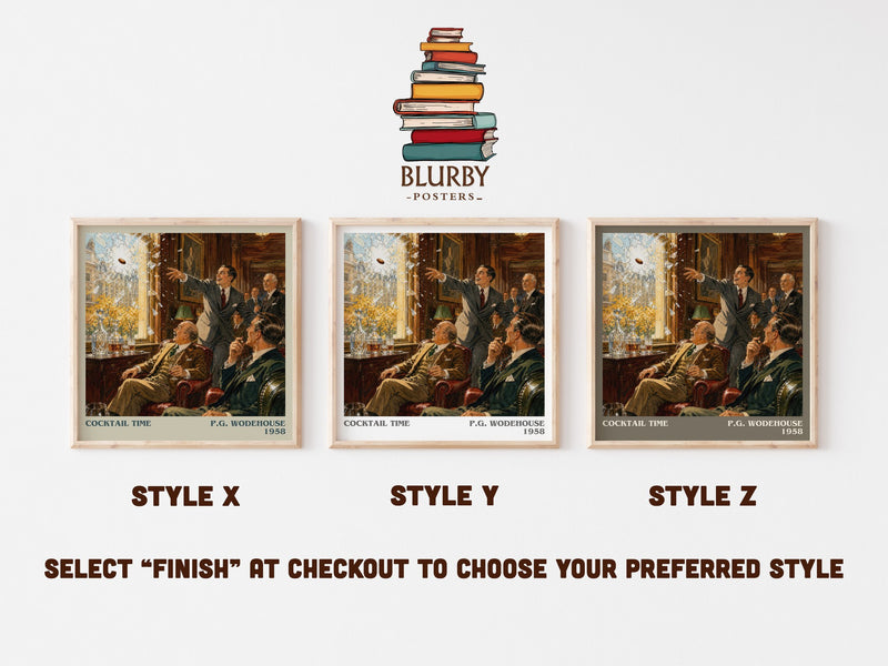 Cocktail Time literary print in frame leaning in hallway – satire wall art