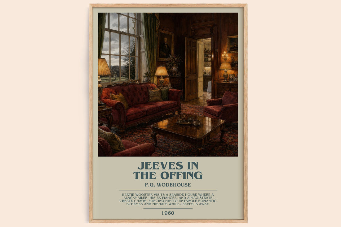 Jeeves in the Offing bookish book poster by P.G. Wodehouse – framed literary art print