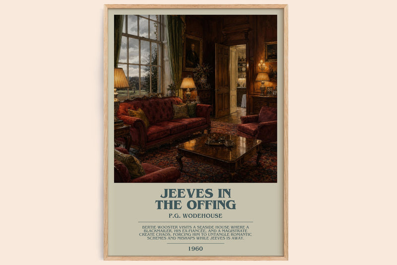 Jeeves in the Offing bookish book poster by P.G. Wodehouse – framed literary art print