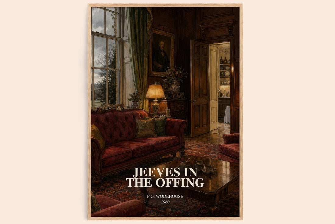 Jeeves in the Offing watercolour book poster by P.G. Wodehouse – framed literary art print