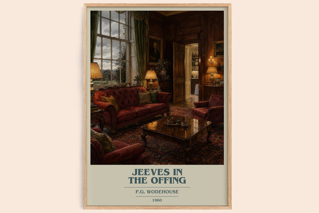 Jeeves in the Offing book cover book poster by P.G. Wodehouse – framed literary art print