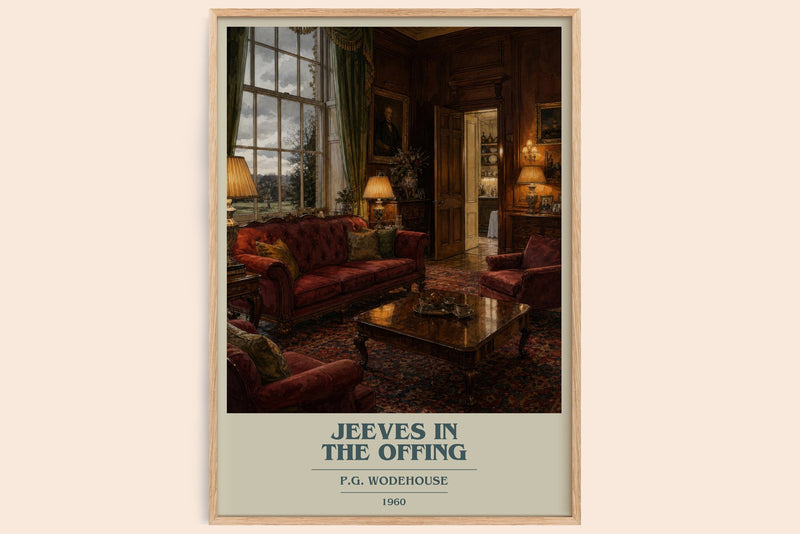 Jeeves in the Offing book cover book poster by P.G. Wodehouse – framed literary art print
