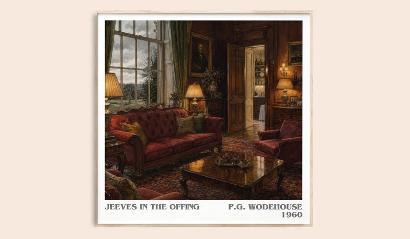 Jeeves in the Offing literary book poster by P.G. Wodehouse – framed literary art print