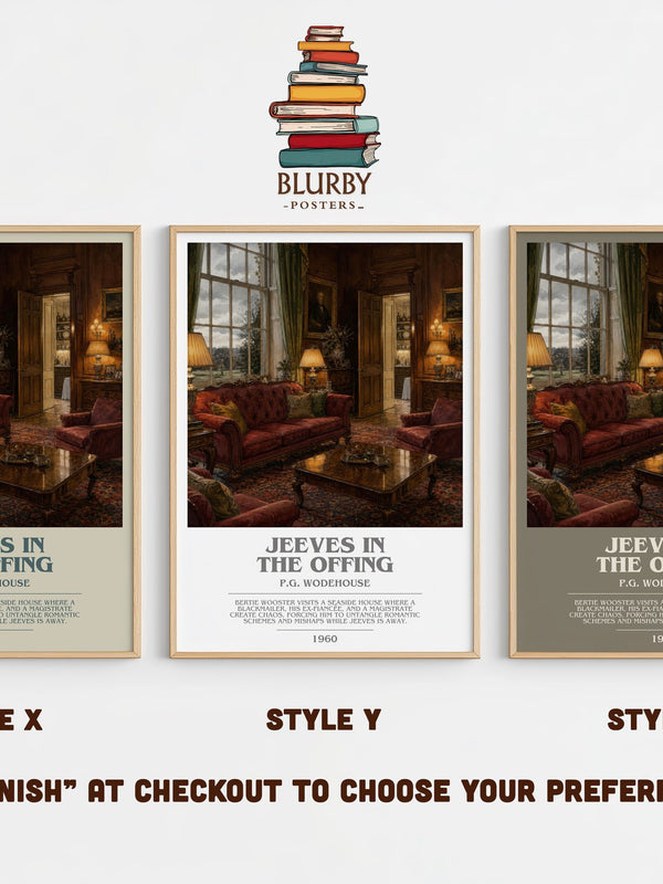 Jeeves in the Offing bookish print in frame leaning in hallway – satire wall art