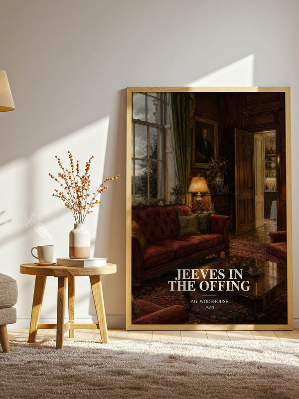 Jeeves in the Offing watercolour print in frame leaning in hallway – satire wall art