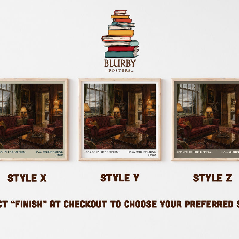 Jeeves in the Offing literary print in frame leaning in hallway – satire wall art