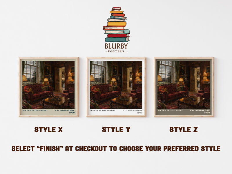 Jeeves in the Offing literary print in frame leaning in hallway – satire wall art