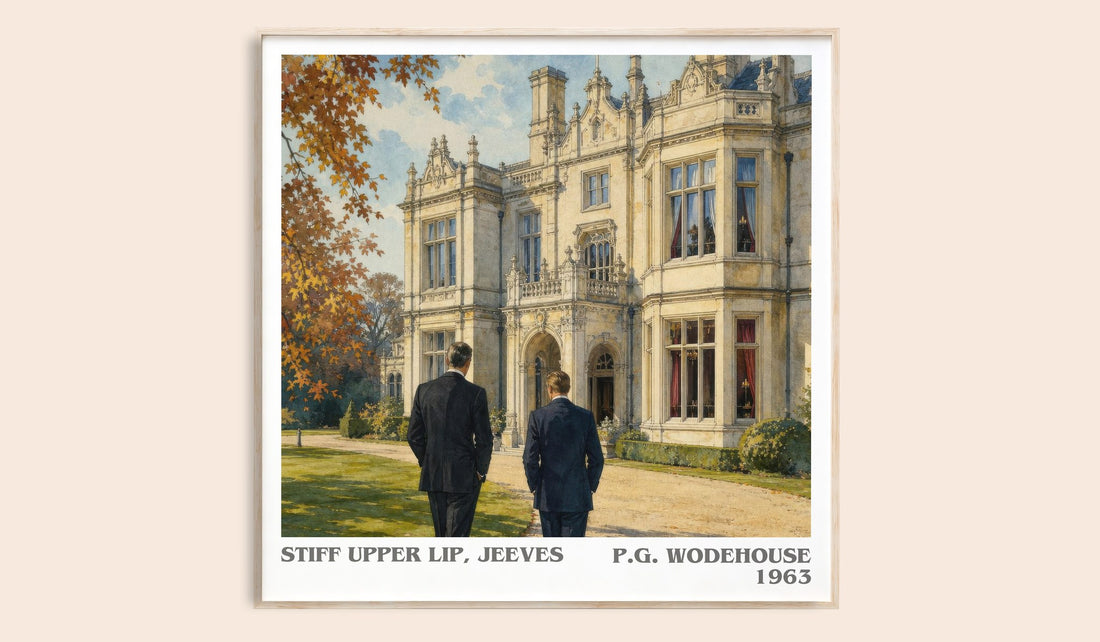 Stiff Upper Lip, Jeeves literary book poster by P.G. Wodehouse – framed literary art print