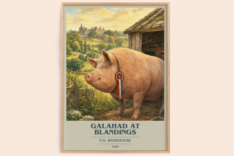 Galahad at Blandings book cover book poster by P.G. Wodehouse – framed literary art print