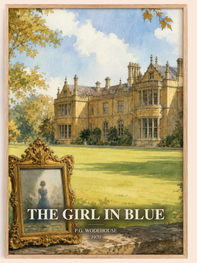 The Girl in Blue Book Watercolour Illustration by P.G. Wodehouse