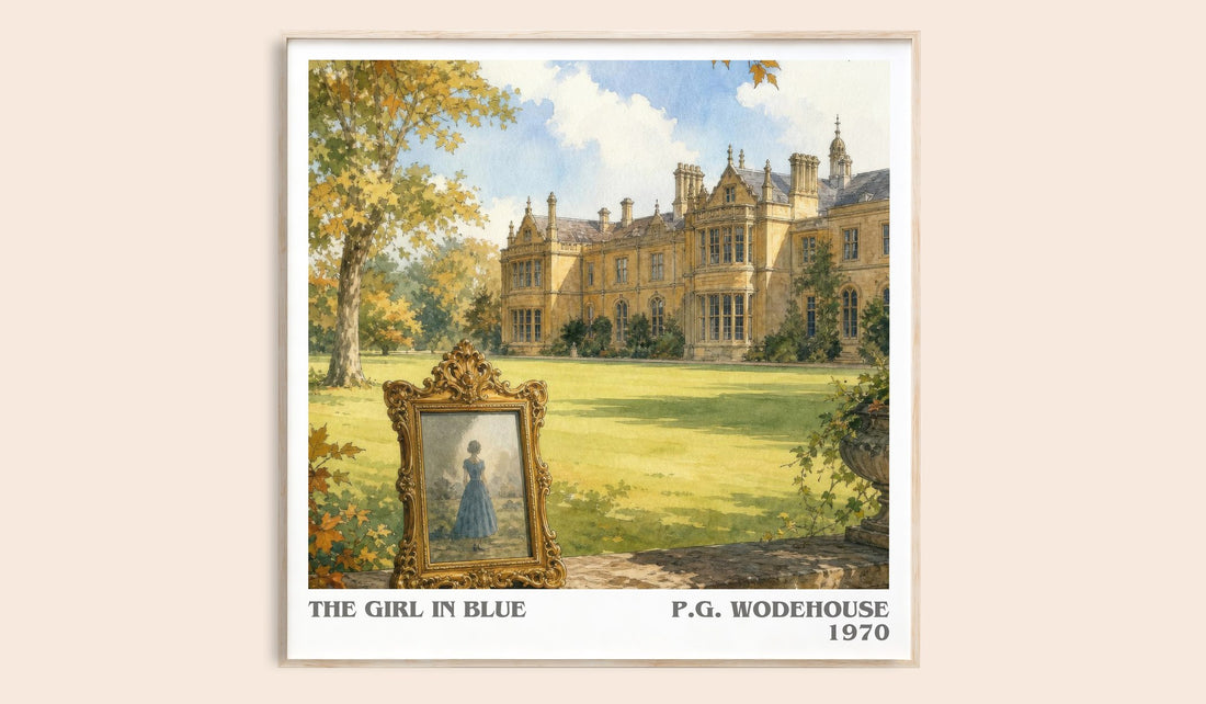 The Girl in Blue literary book poster by P.G. Wodehouse – framed literary art print