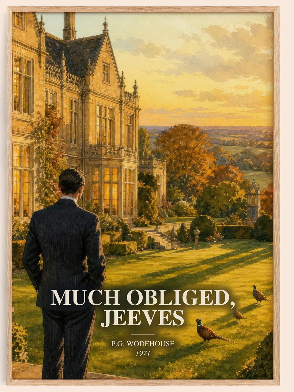 Much Obliged, Jeeves watercolour book poster by P.G. Wodehouse – framed literary art print