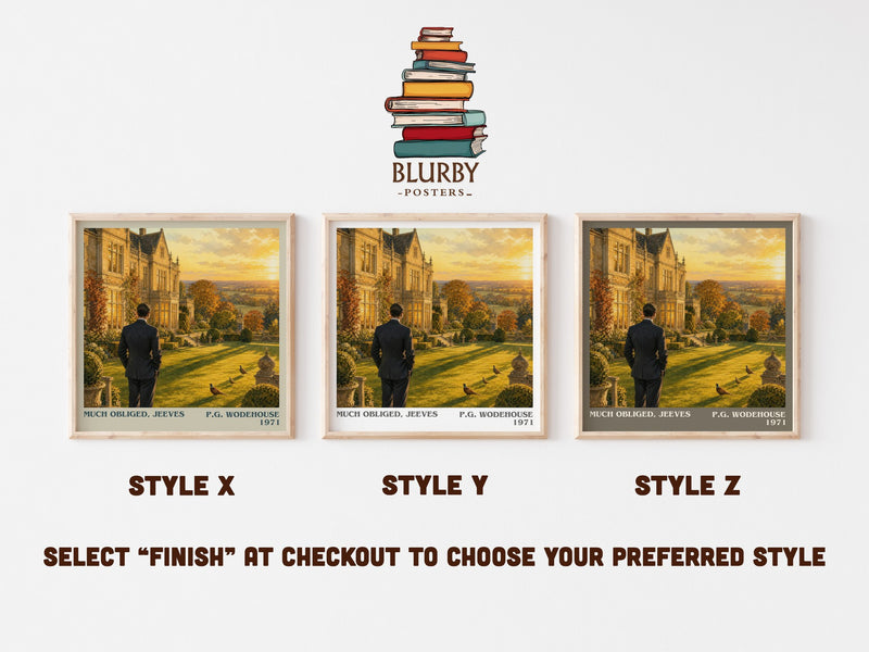 Much Obliged, Jeeves literary print in frame leaning in hallway – satire wall art