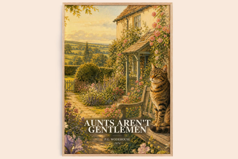 Aunts Aren't Gentlemen watercolour book poster by P.G. Wodehouse – framed literary art print