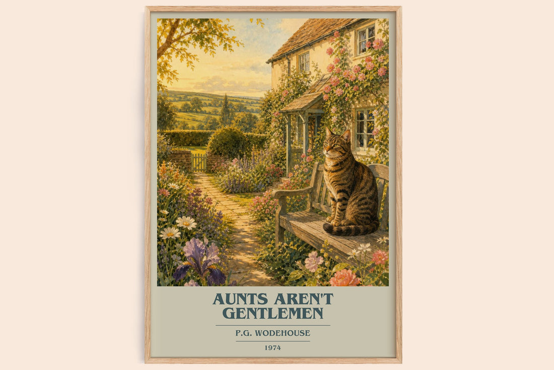 Aunts Aren't Gentlemen book cover book poster by P.G. Wodehouse – framed literary art print