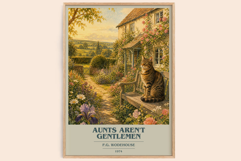 Aunts Aren't Gentlemen book cover book poster by P.G. Wodehouse – framed literary art print