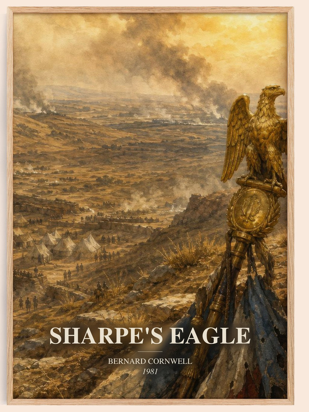 Sharpe's Eagle watercolour book poster by Bernard Cornwell – framed literary art print