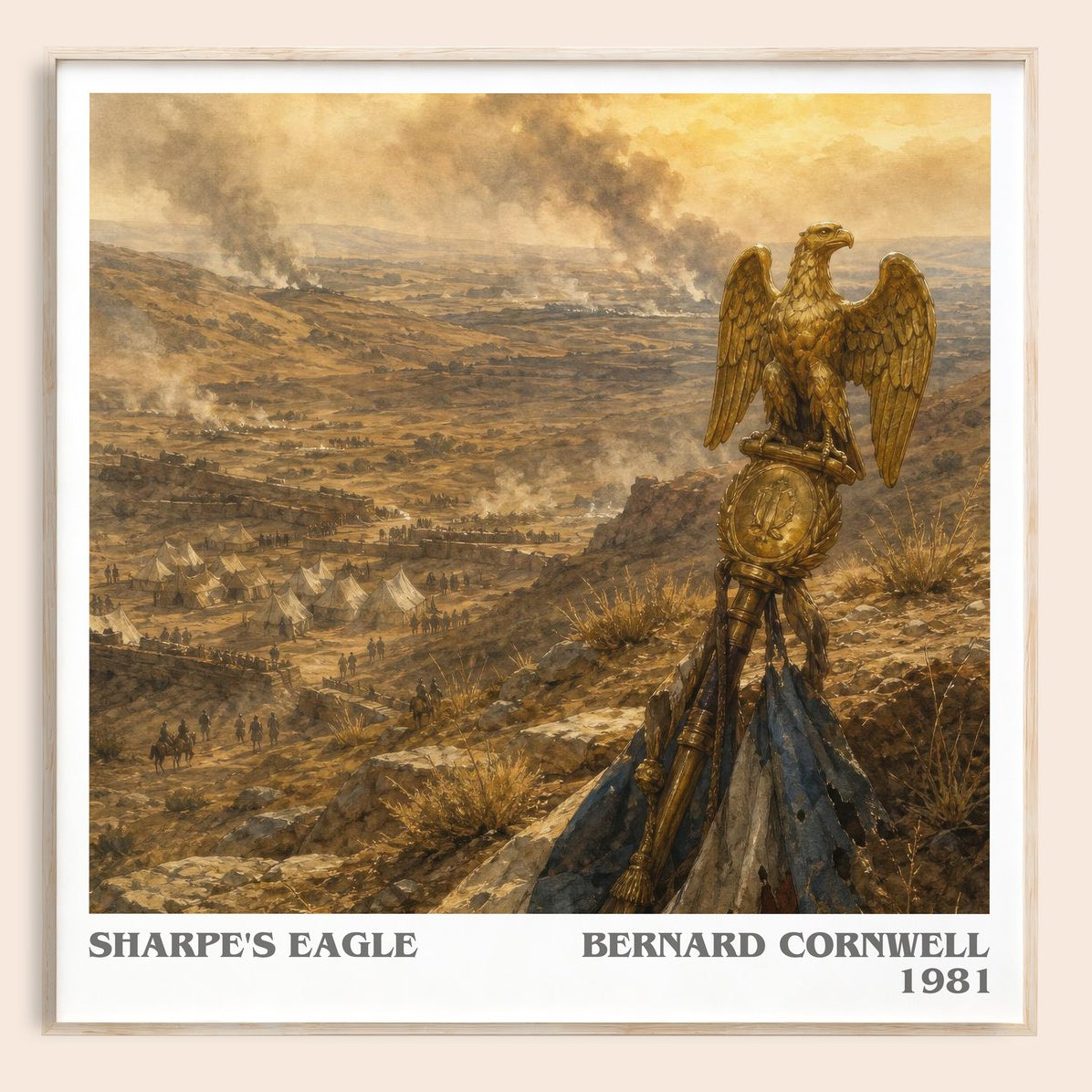 Sharpe's Eagle Literary Art Print by Bernard Cornwell – square framed poster