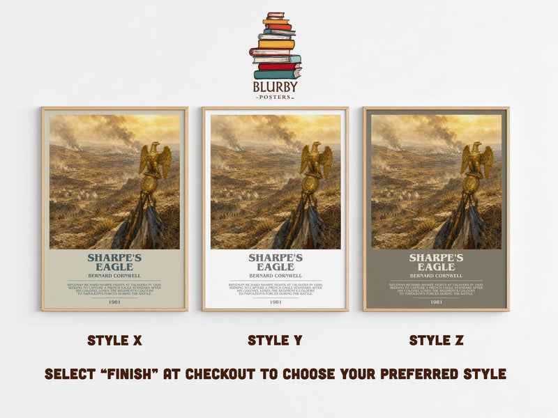 Sharpe's Eagle bookish print in frame leaning in hallway – historical fiction wall art