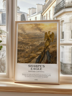 Sharpe's Eagle Bookish Wall Art by Bernard Cornwell – framed print by a bright window