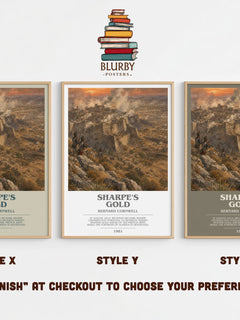 Sharpe's Gold Bookish Wall Art by Bernard Cornwell – Style X, Y and Z side by side – choose your finish