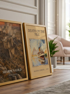 Sharpe's Gold watercolour print framed by window – literary home decor
