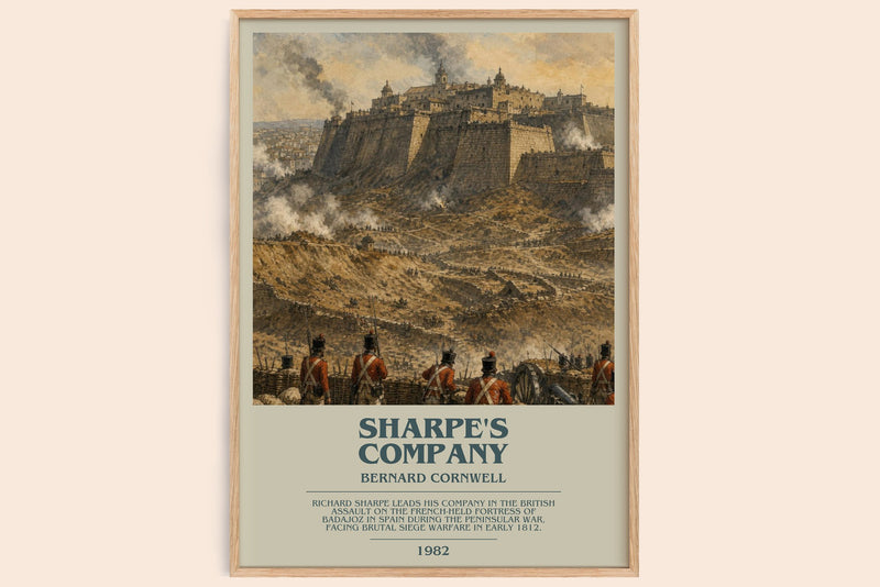 Sharpe's Company bookish book poster by Bernard Cornwell – framed literary art print