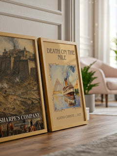 Sharpe's Company watercolour print framed by window – literary home decor
